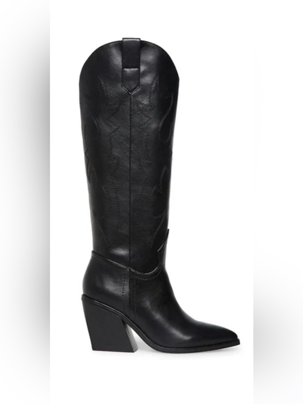 Steve Madden Women’s Black Western Knee-High Heel Boot
